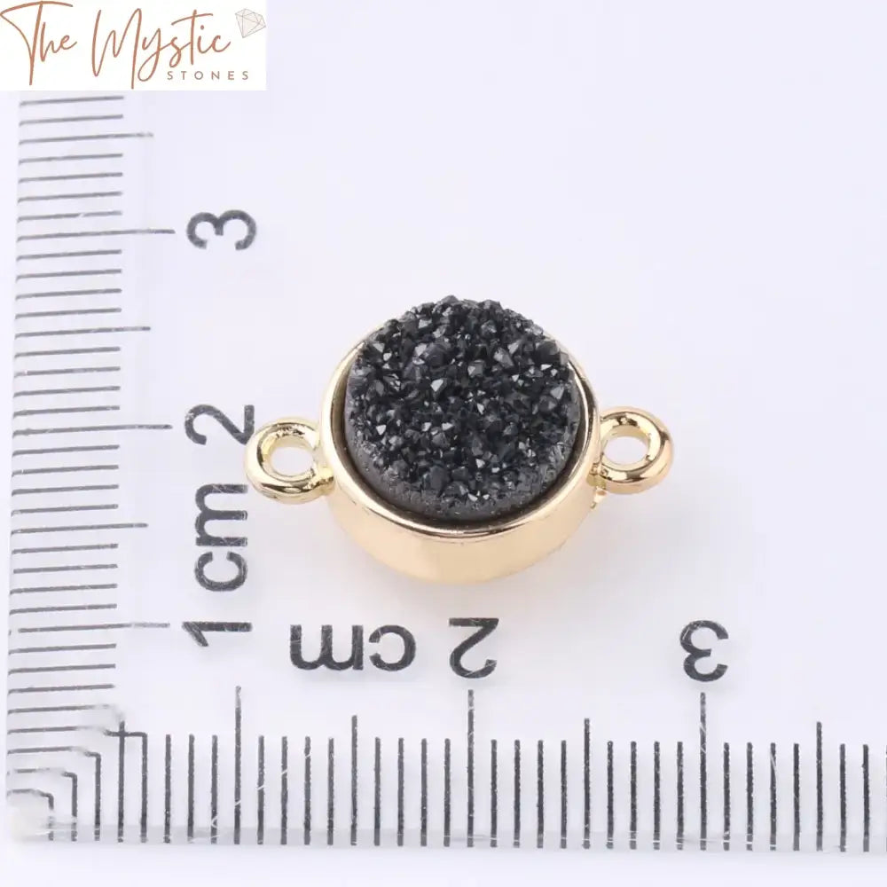 Druzy Quartz Round Connector Beads - Mixed Metal