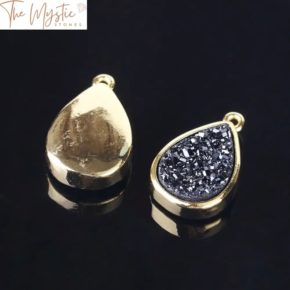 Druzy Water Drop Beads - Gold-Color Single Hole Connector