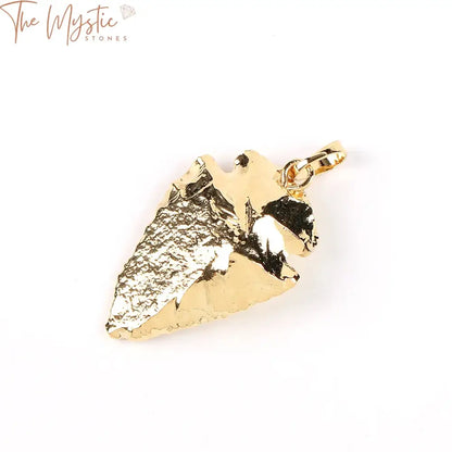 Electroplated Gold Purple Quartz Arrowhead Pendant