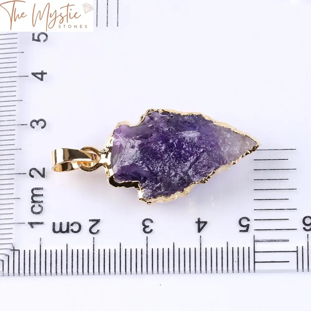 Electroplated Gold Purple Quartz Arrowhead Pendant