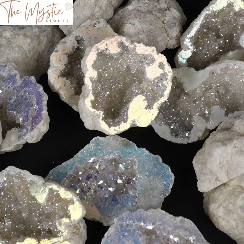 Electroplated Rainbow Agate Geode Cluster