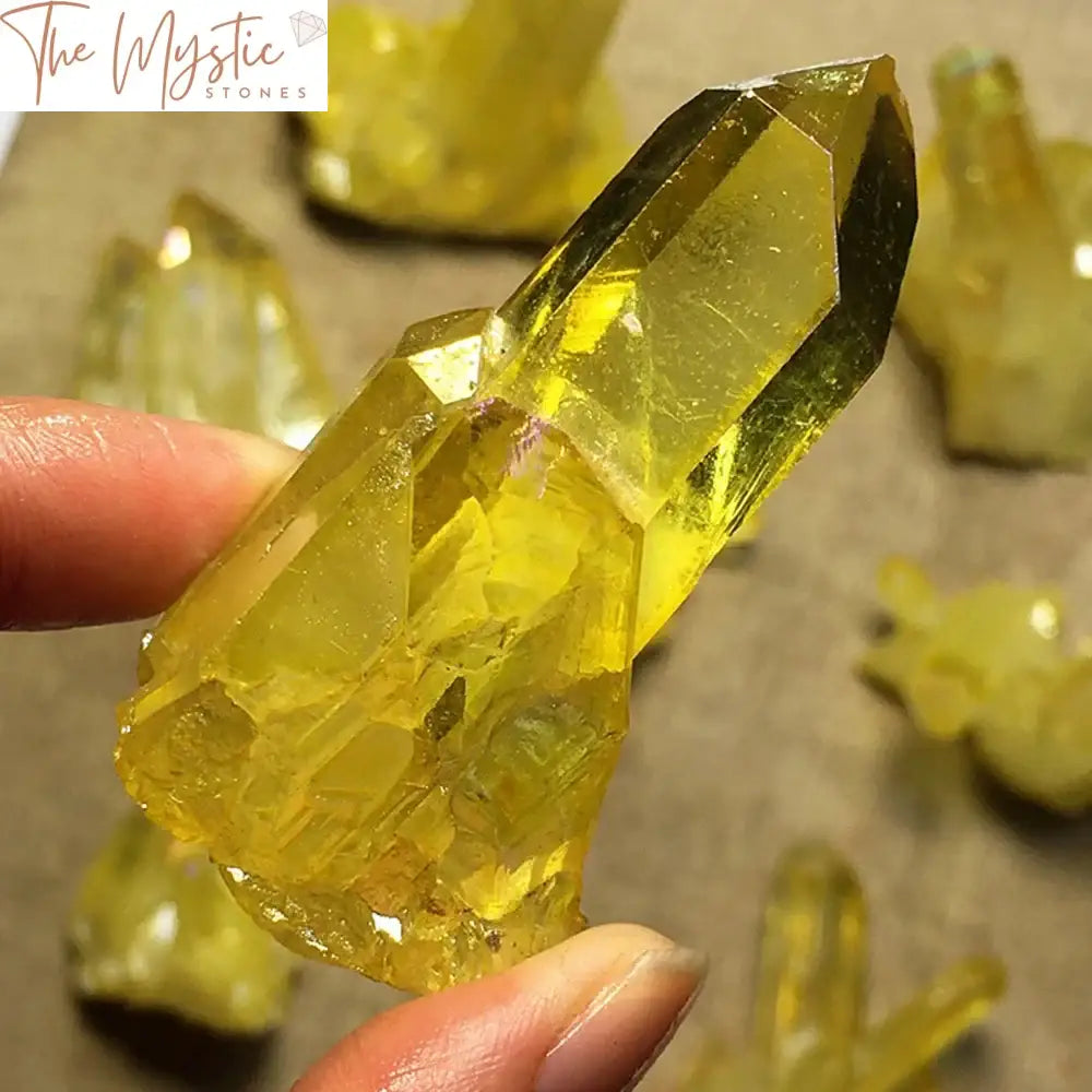 Electroplated Yellow Quartz Crystal Cluster