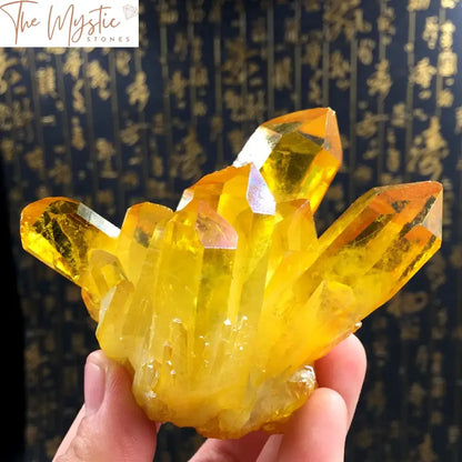 Electroplated Yellow Quartz Crystal Cluster