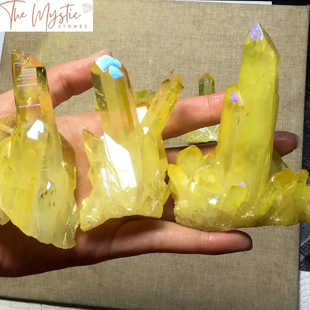 Electroplated Yellow Quartz Crystal Cluster