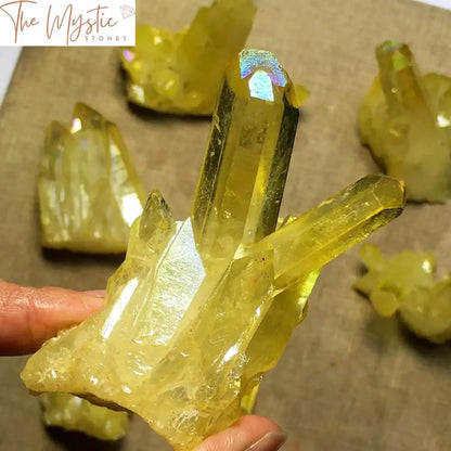 Electroplated Yellow Quartz Crystal Cluster