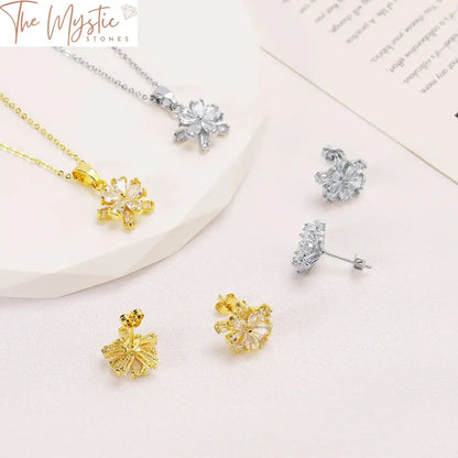 Elegant Five Leaf Flower Jewelry Set