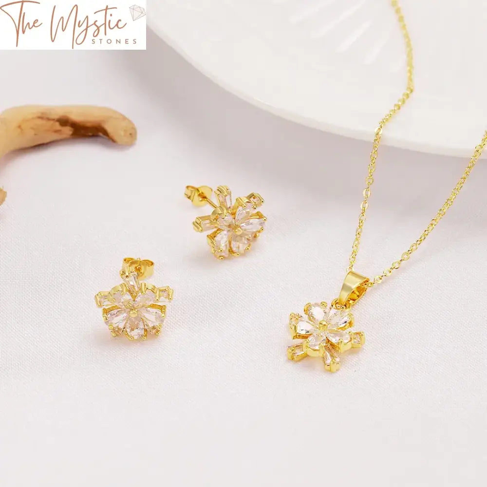 Elegant Five Leaf Flower Jewelry Set