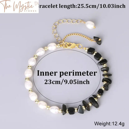 Elegant Reiki Crystal & Freshwater Pearl Bracelet - Gold Chain