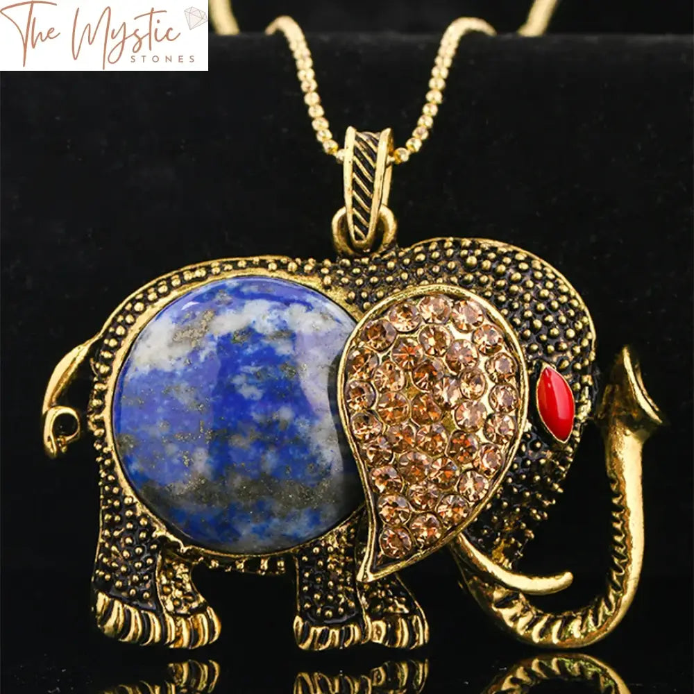 Elephant Crystal Amulet Necklace