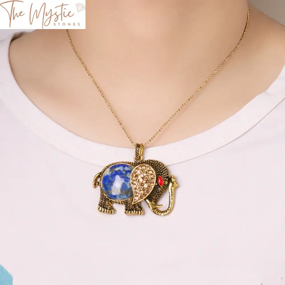 Elephant Crystal Amulet Necklace