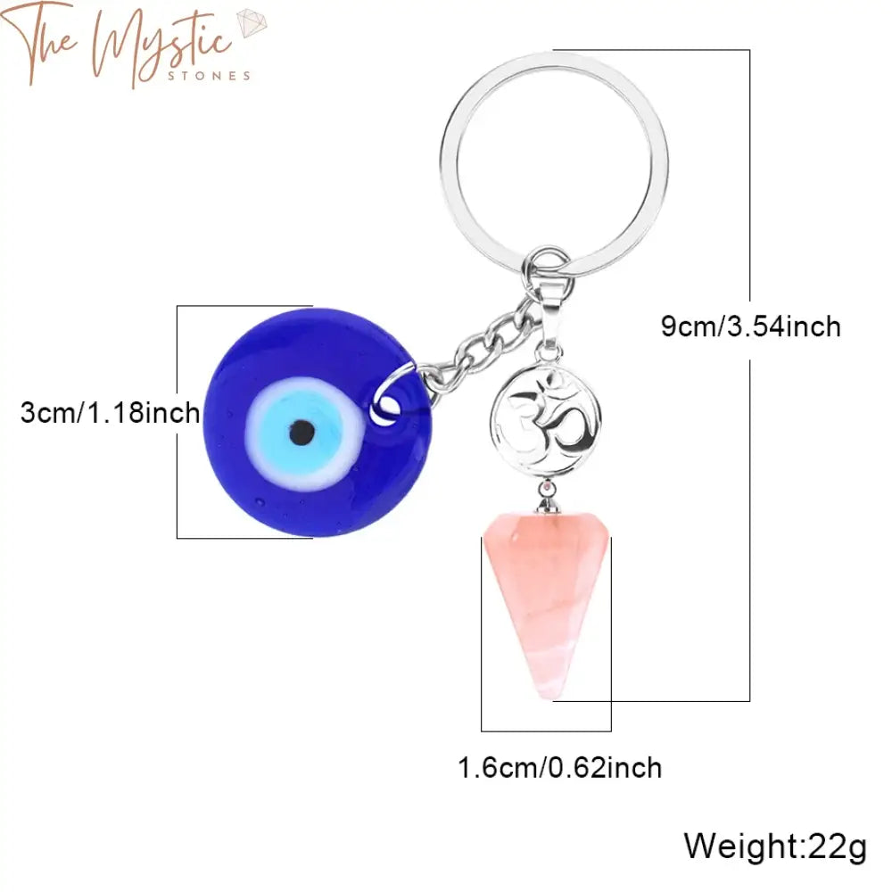 Evil Eye Crystal Keychain With Natural Stone