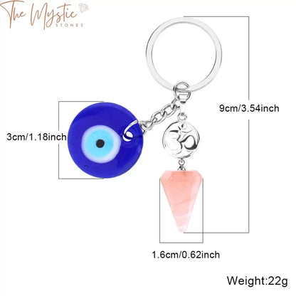 Evil Eye Crystal Keychain With Natural Stone