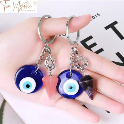 Evil Eye Reiki Crystal Keychain