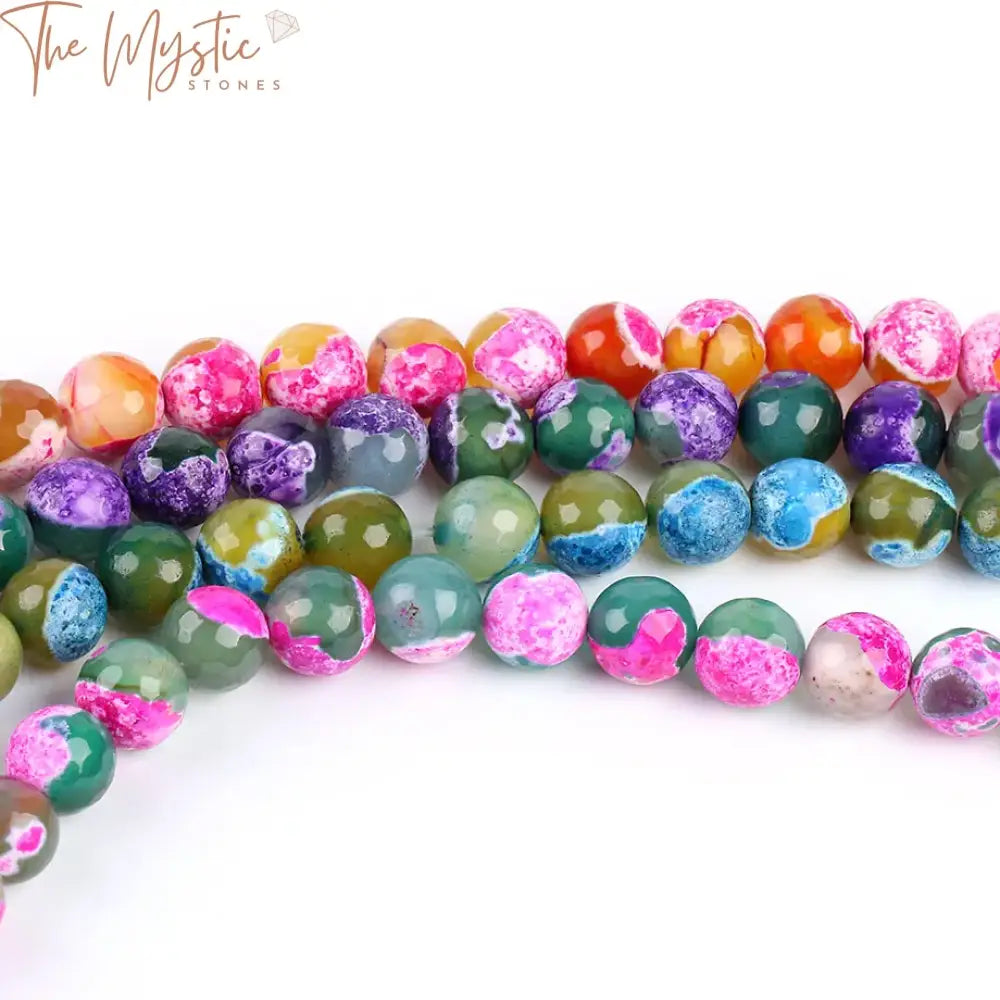 Faceted Agate Onyx 10Mm Beads - Multicolor