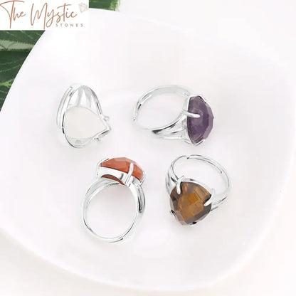 Faceted Amethyst Quartz Adjustable Ring