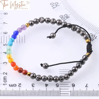 Faceted Chakra Lava Bead Bracelet