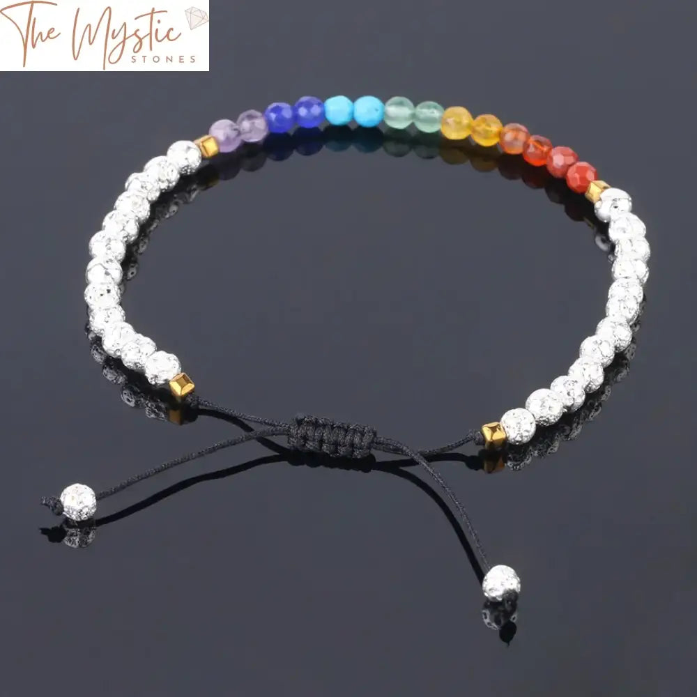 Faceted Chakra Lava Bead Bracelet