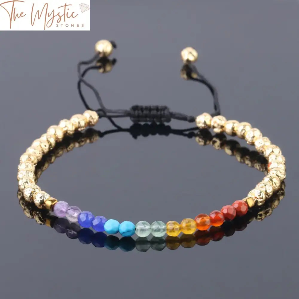 Faceted Chakra Lava Bead Bracelet