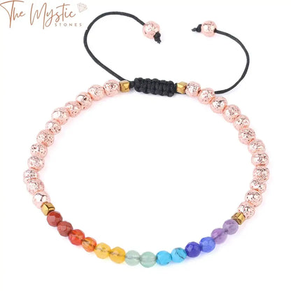 Faceted Chakra Lava Bead Bracelet