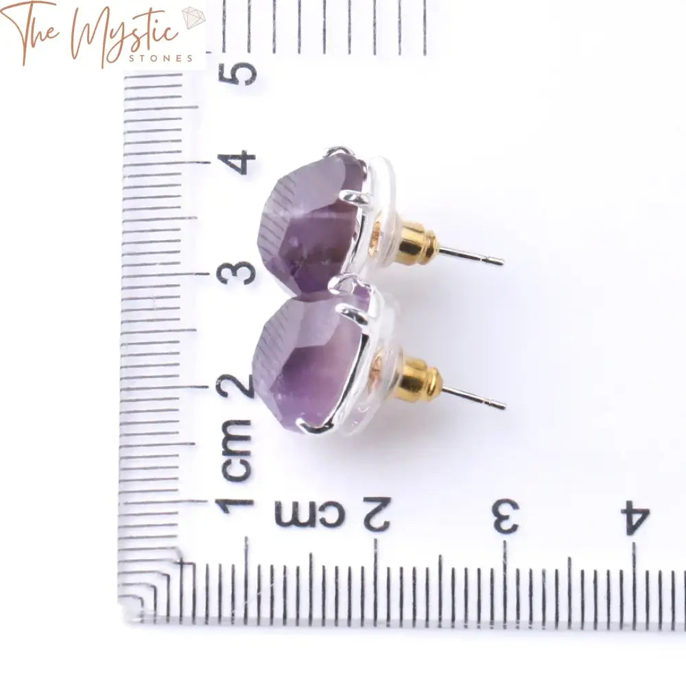 Faceted Pink Quartz & Tiger Eye Stud Earrings