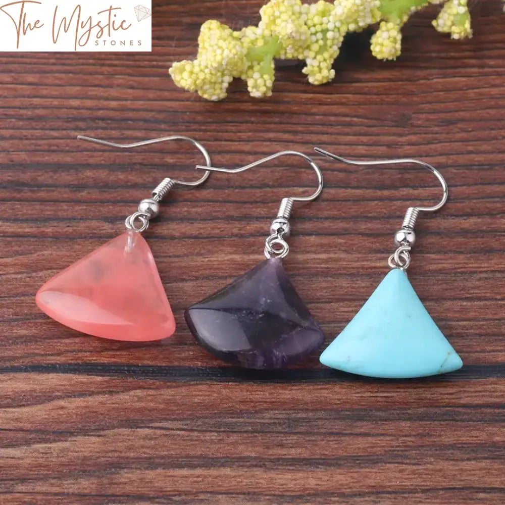 Fan-Shaped Natural Stone Earrings