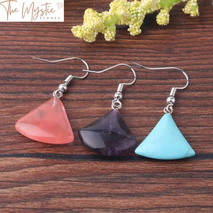 Fan-Shaped Natural Stone Earrings