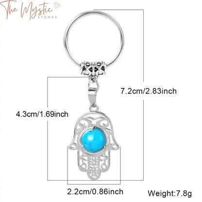 Fatima Hamsa Hand Natural Stone Crystal Keychain