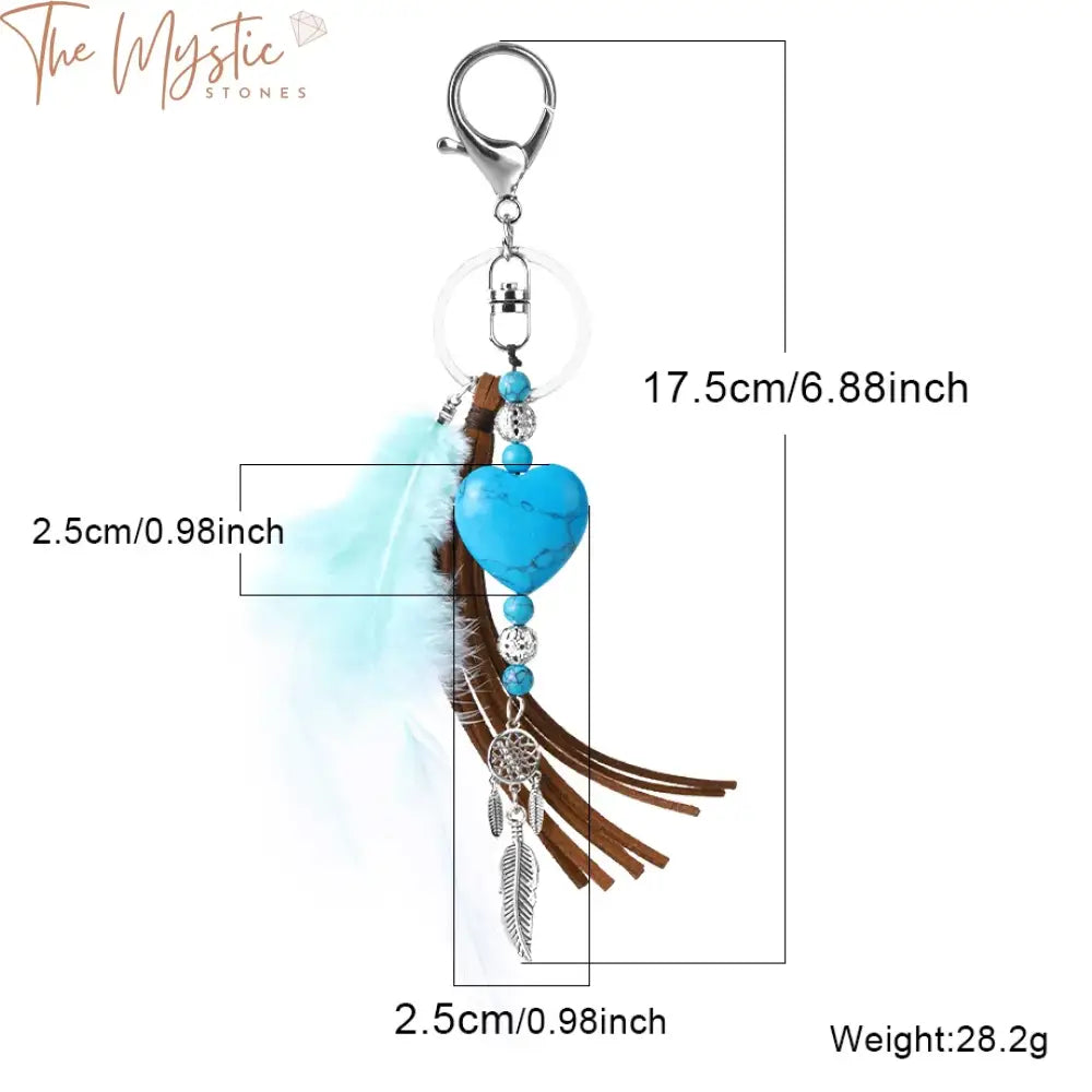 Feather & Heart Crystal Keychain