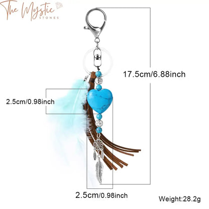 Feather & Heart Crystal Keychain