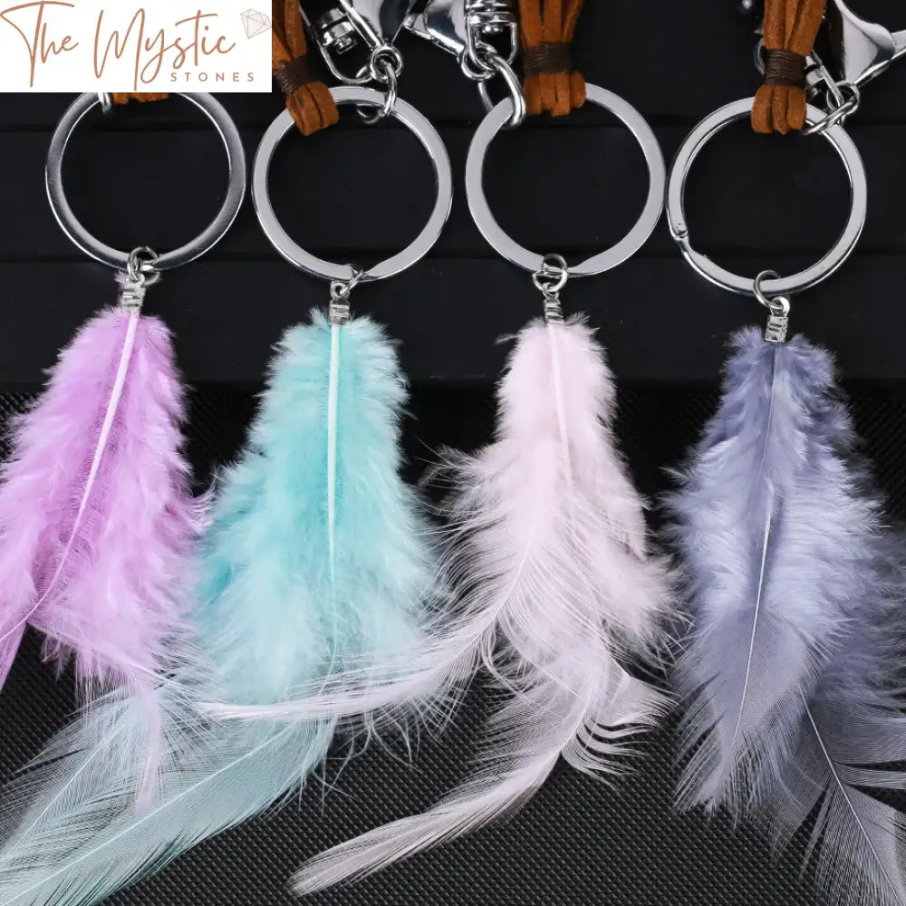 Feather & Heart Crystal Keychain