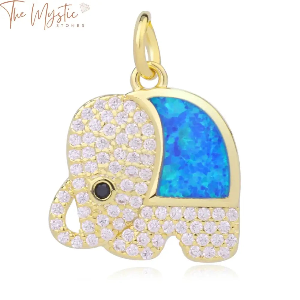 Fire Opal Elephant Charm Beads With Micro Pave Cz Crystal