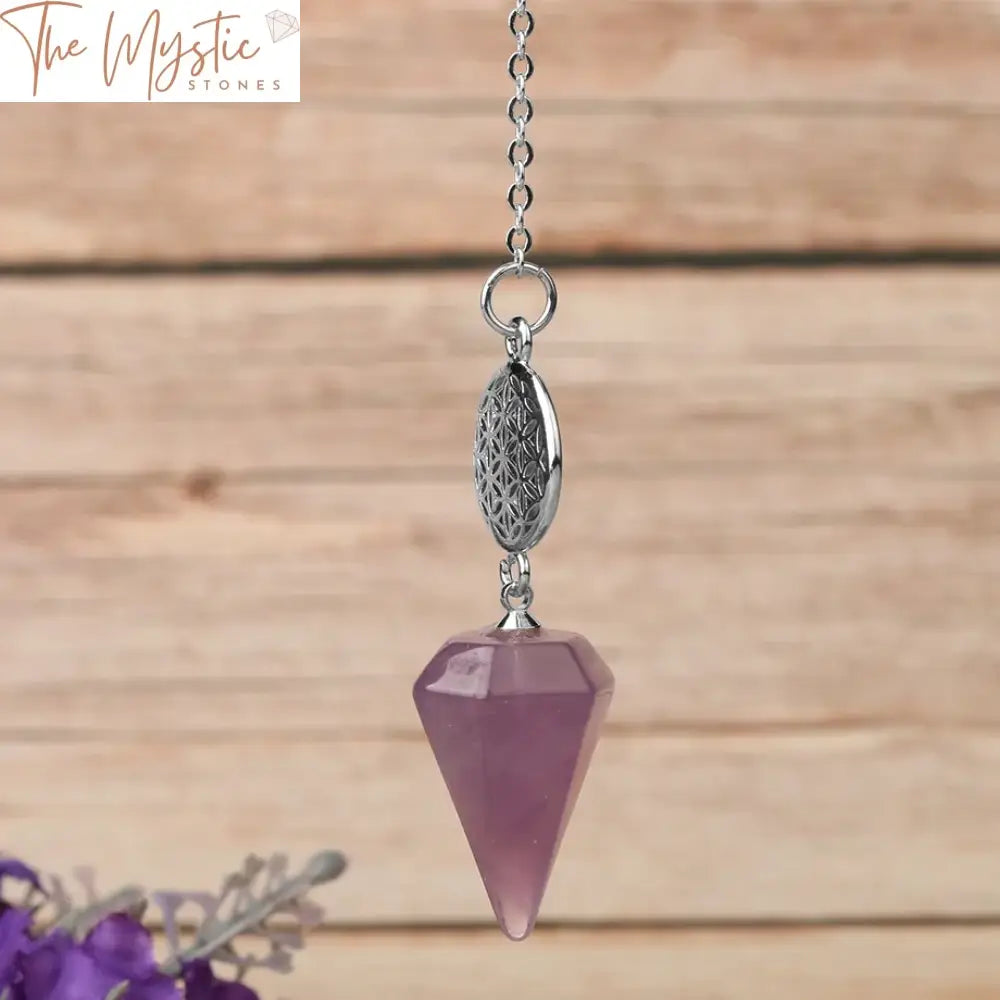 Flower Of Life Natural Stone Crystal Dowsing Pendulum