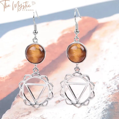 Flower Of Life Reiki Agate Earrings