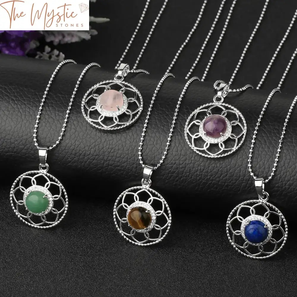 Flower Of Life Reiki Crystal Pendant Necklace