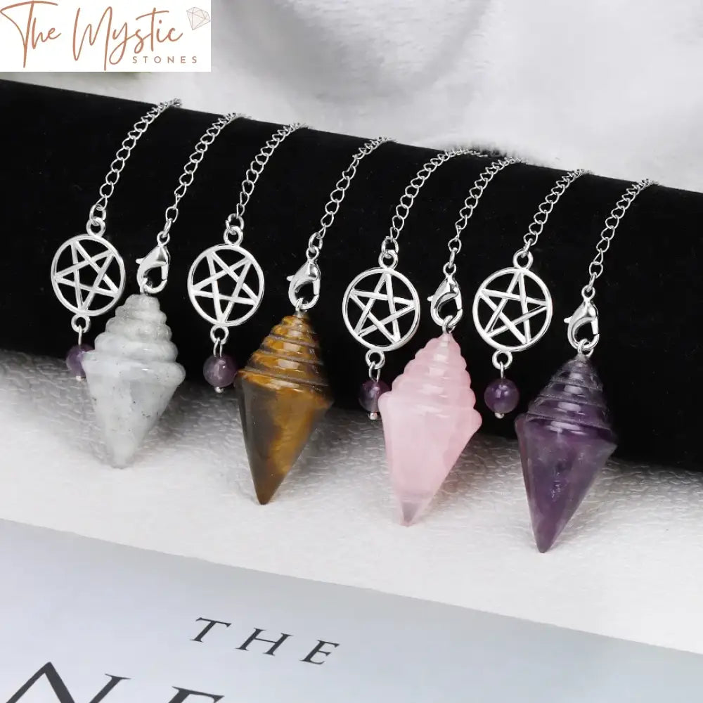 Fluorite Amethyst Crystal Stupa Pendulum