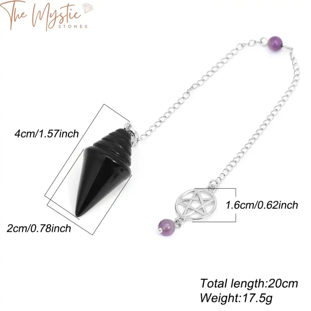 Fluorite Amethyst Crystal Stupa Pendulum