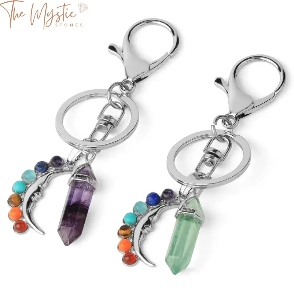 Fluorite Chakra Moon Keychain