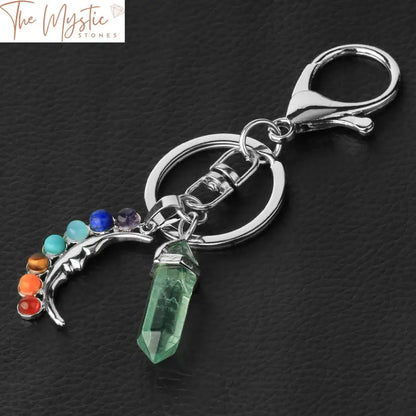 Fluorite Chakra Moon Keychain