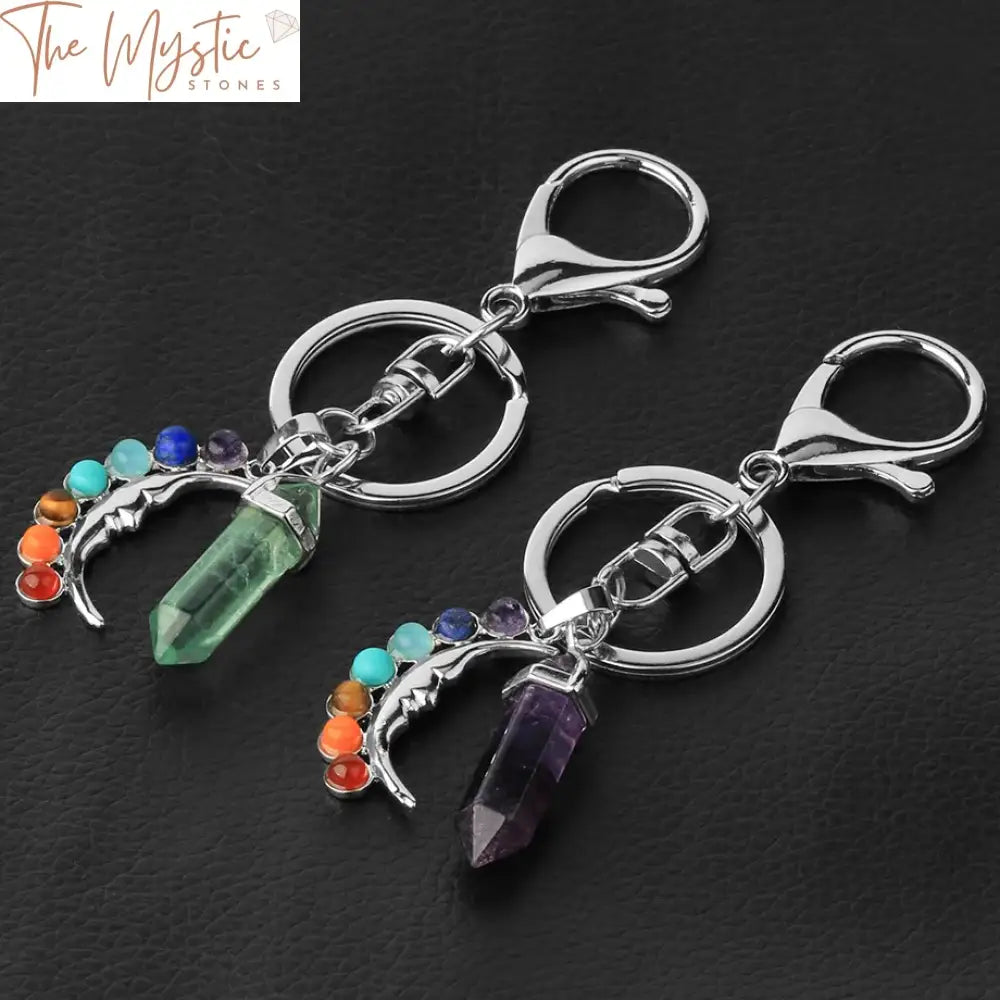 Fluorite Chakra Moon Keychain