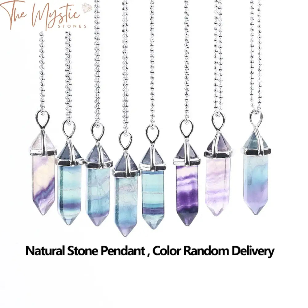 Fluorite Crystal Healing Pendant Necklace