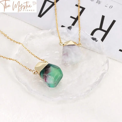 Fluorite Crystal Pendant Necklace