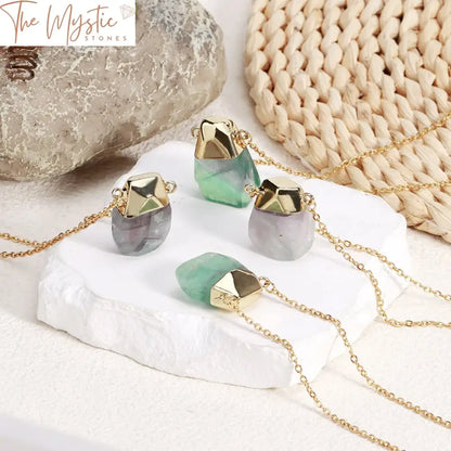 Fluorite Crystal Pendant Necklace