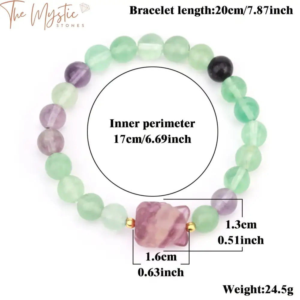 Fluorite Fox Charm Bracelet 8Mm