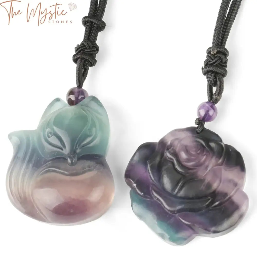 Fluorite Nine-Tailed Fox Pendant