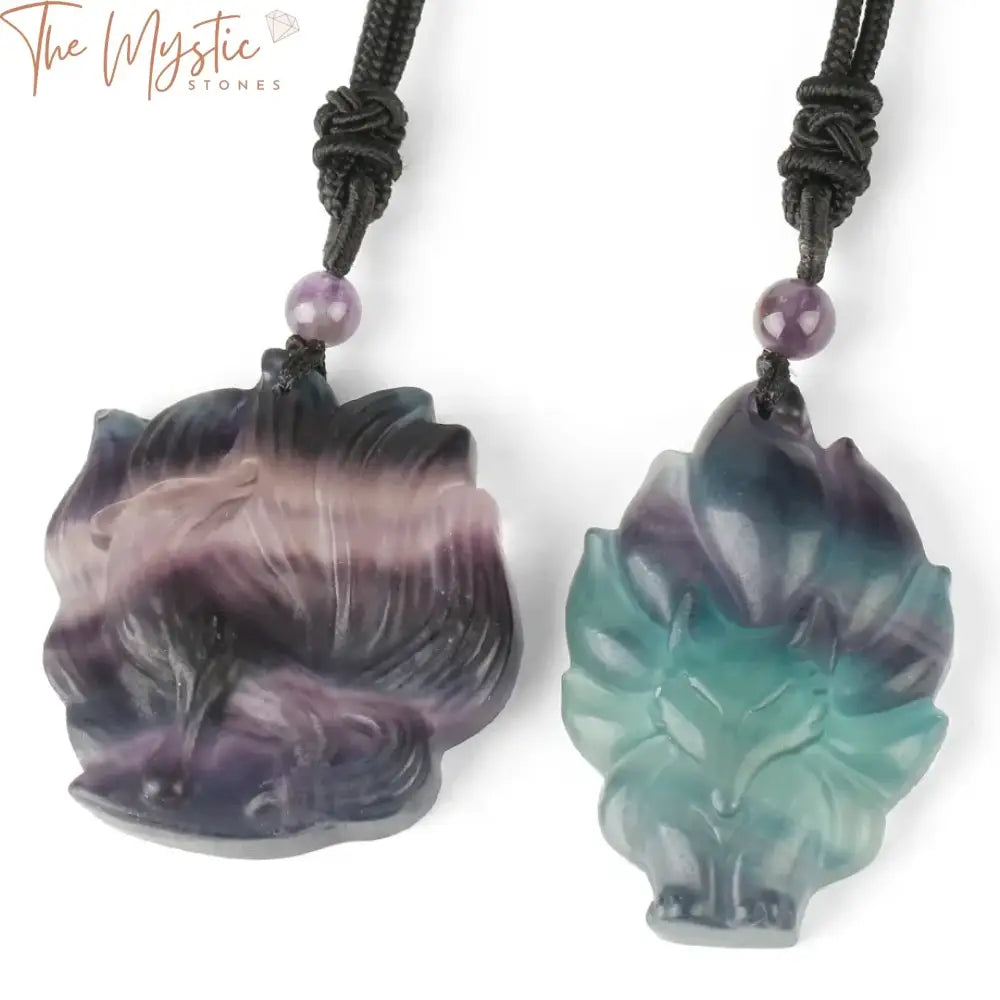 Fluorite Nine-Tailed Fox Pendant