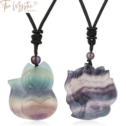 Fluorite Nine-Tailed Fox Pendant