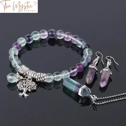 Fluorite Reiki Energy Jewelry Set