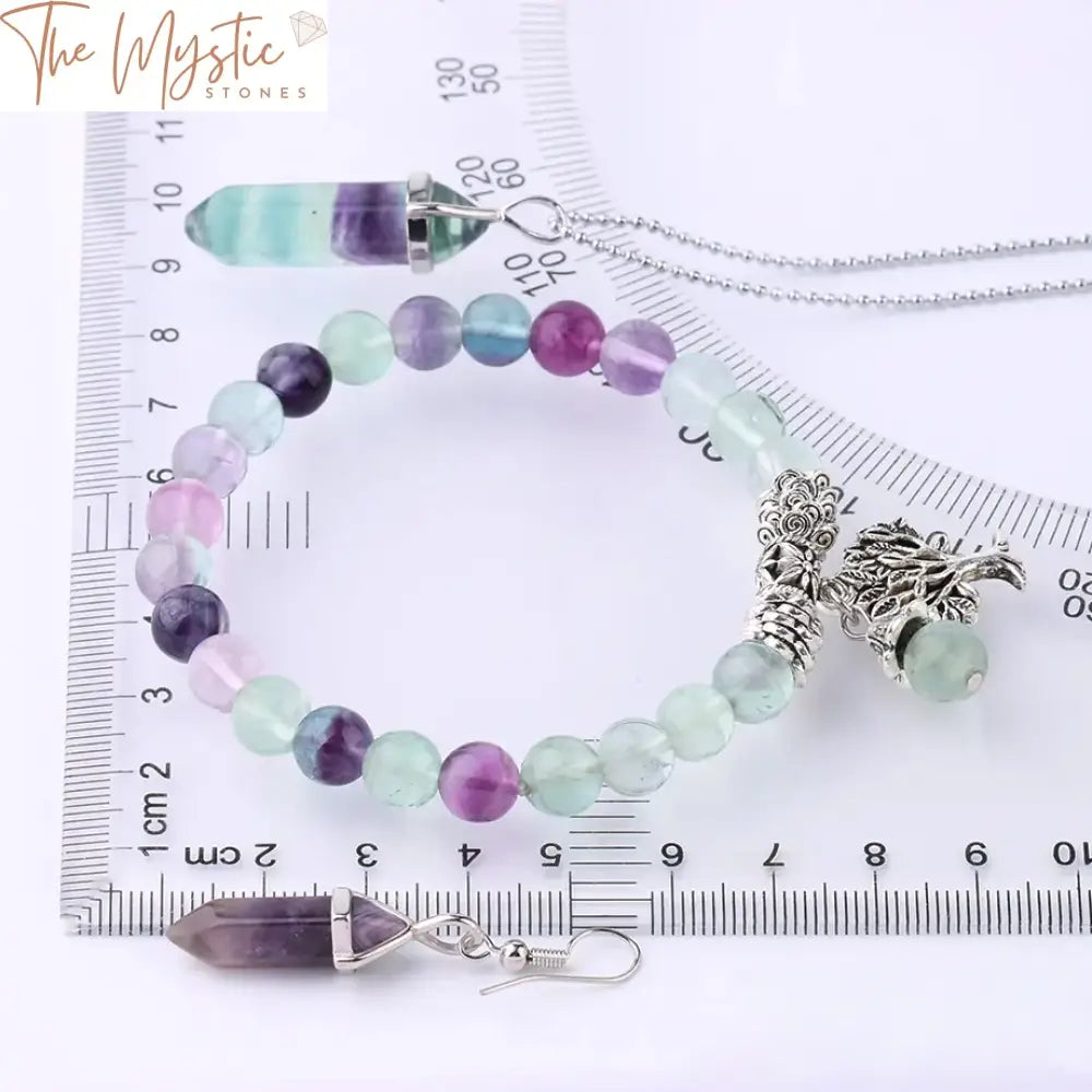 Fluorite Reiki Energy Jewelry Set