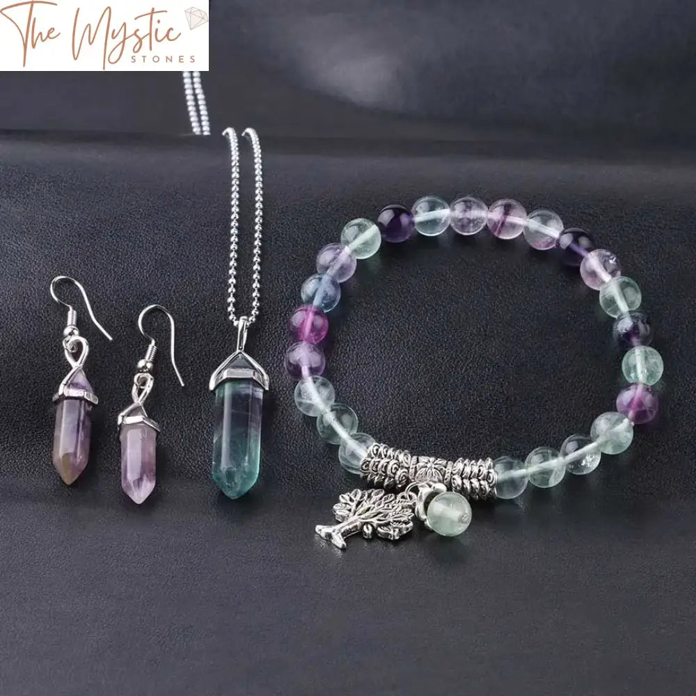 Fluorite Reiki Energy Jewelry Set