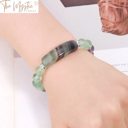 Fluorite Reiki Heart Bracelet With 8Mm Beads